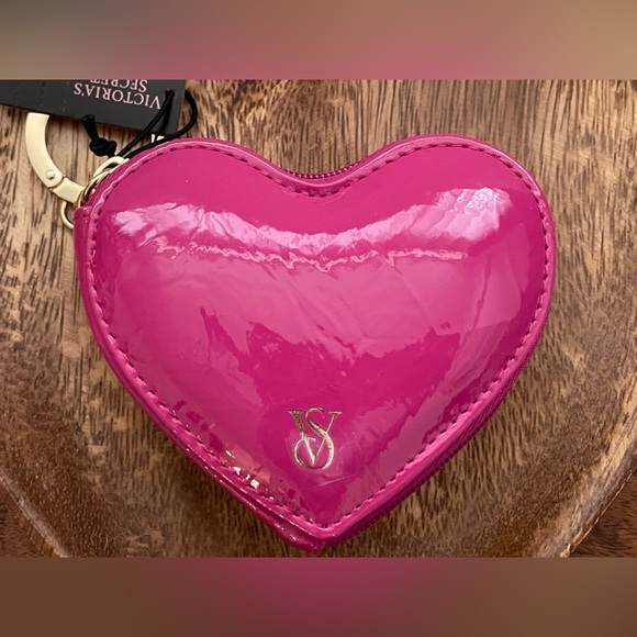 VICTORIAS SECRET Pink Patent Leather Zip Around Coin Case w/Gold Tone Hardware - Picture 2 of 6